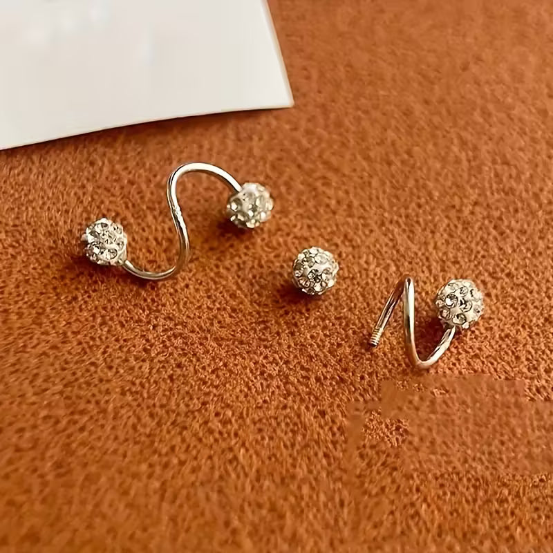 Elegant Lightweight Earring Set with Spiral Beads and Gemstones