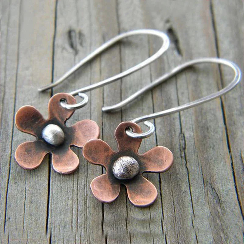 Vintage Floral Silver Earrings