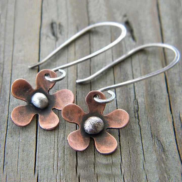 Vintage Floral Silver Earrings
