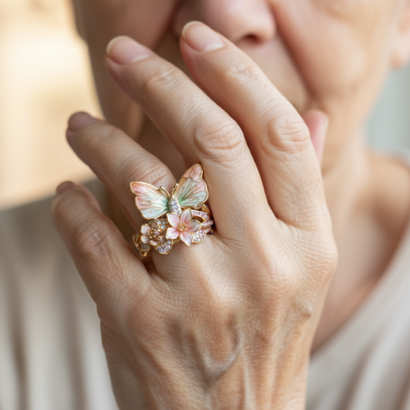 Radiant Butterfly Ring with Zirconia