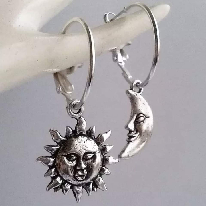 Retro Sun and Moon Earrings