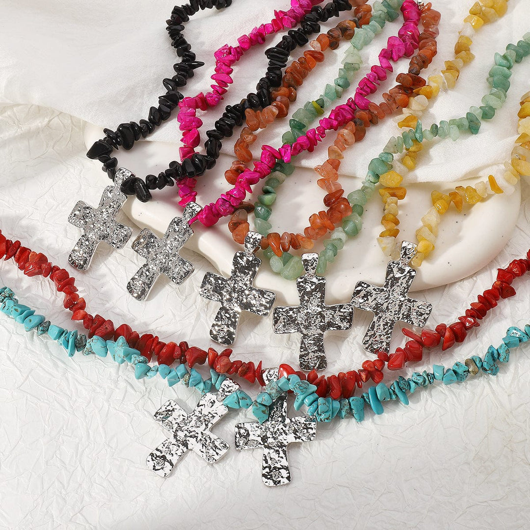 Natural Stone Cross Pendants
