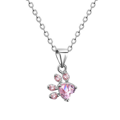 4-Piece Rose Gold Paw Jewelry Set with Zircon Heart for Women