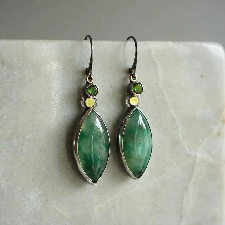 Vintage Green Stone Earrings