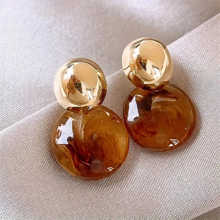 Aurélie Gold Amber Earrings