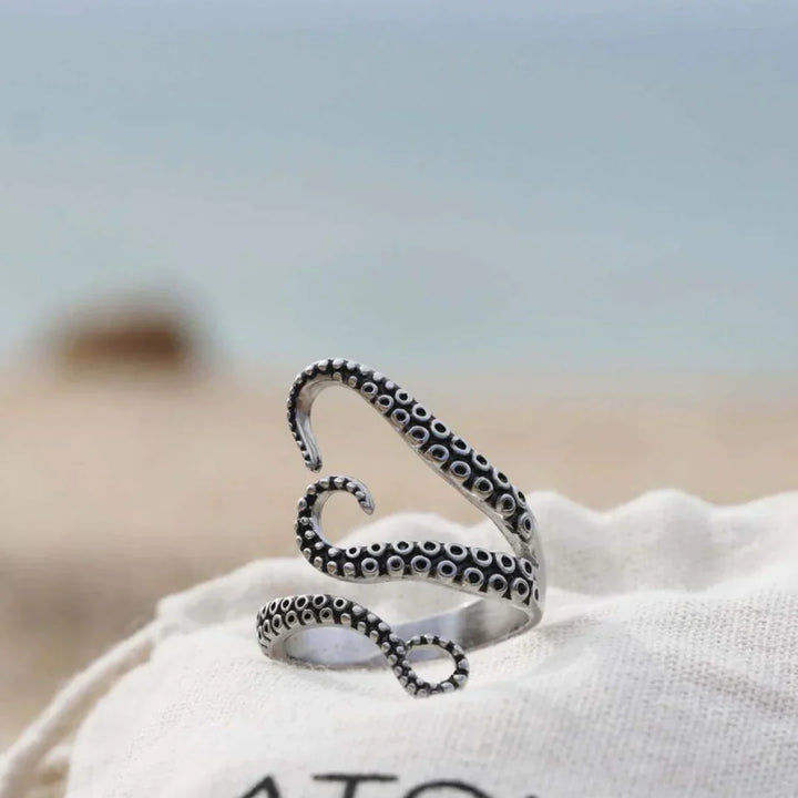 Adjustable Silver Tentacle Ring