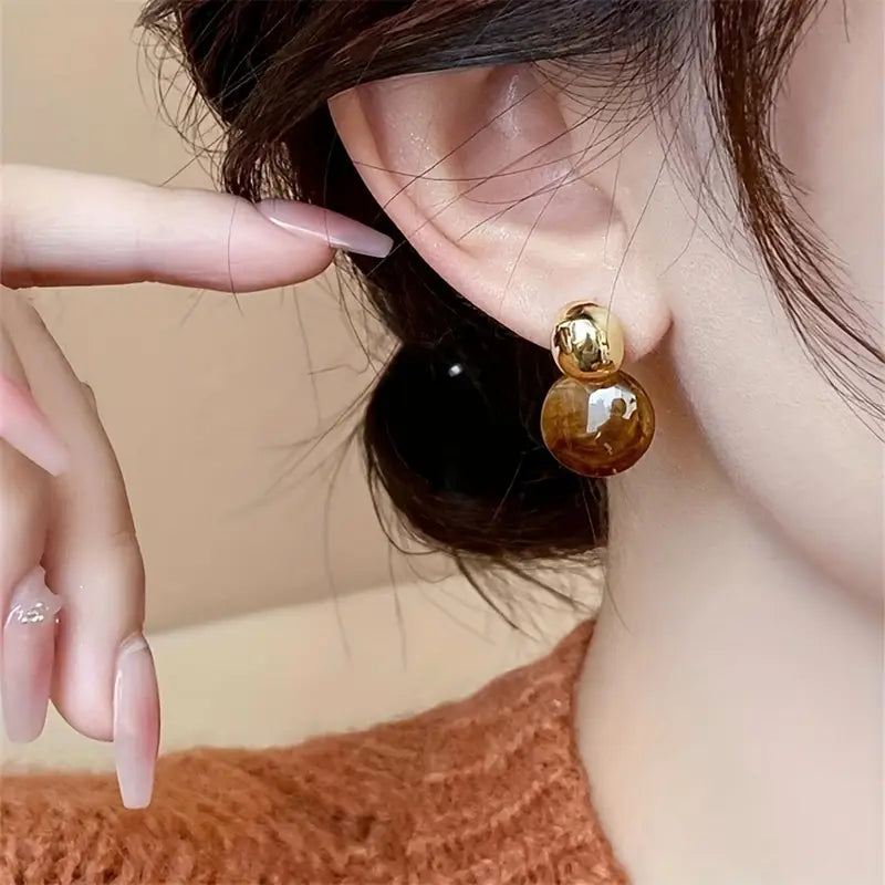 Aurélie Gold Amber Earrings