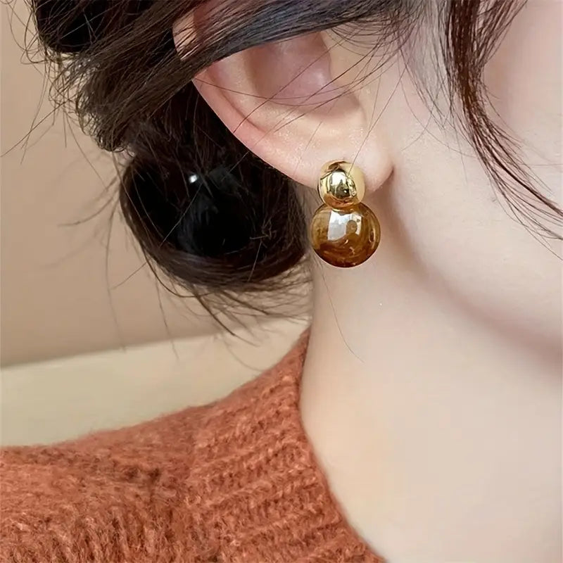 Aurélie Gold Amber Earrings