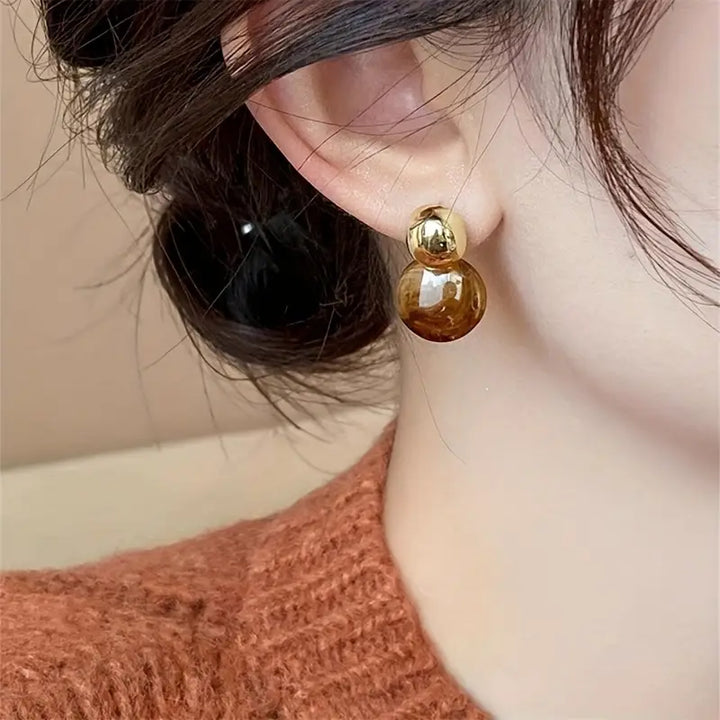 Aurélie Gold Amber Earrings