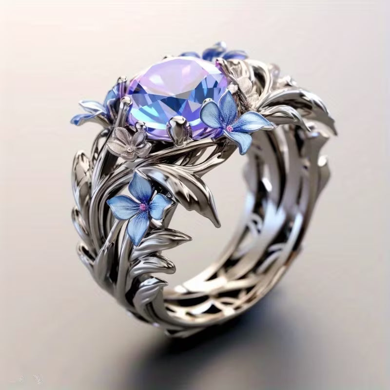 Lavender Flower Heritage Ring
