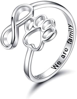 Adjustable Sterling Silver 925 Ring with Footprint and Heart Design