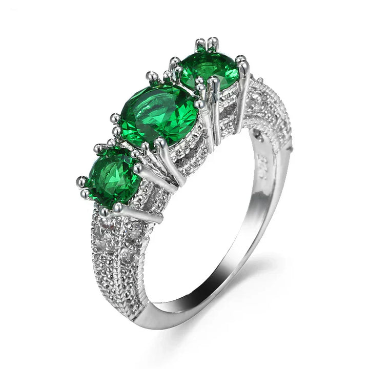Triple Emerald Stone Ring