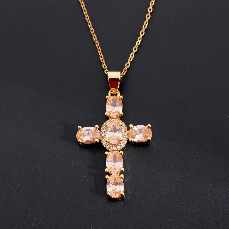 Colorful Gemstone Cross Necklaces