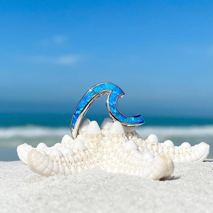 Opal & Silver Sea Wave Ring
