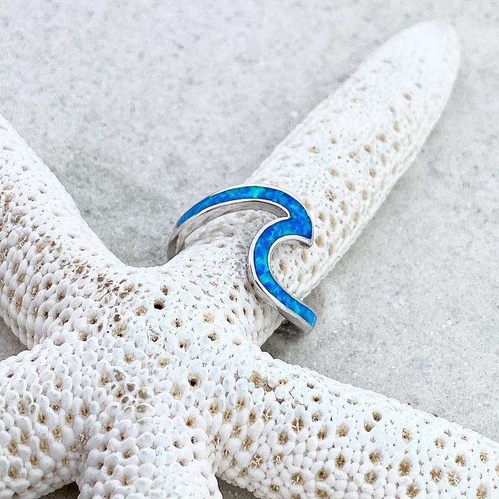 Opal & Silver Sea Wave Ring