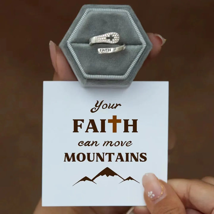 Zircon-Studded Silver Cross Ring