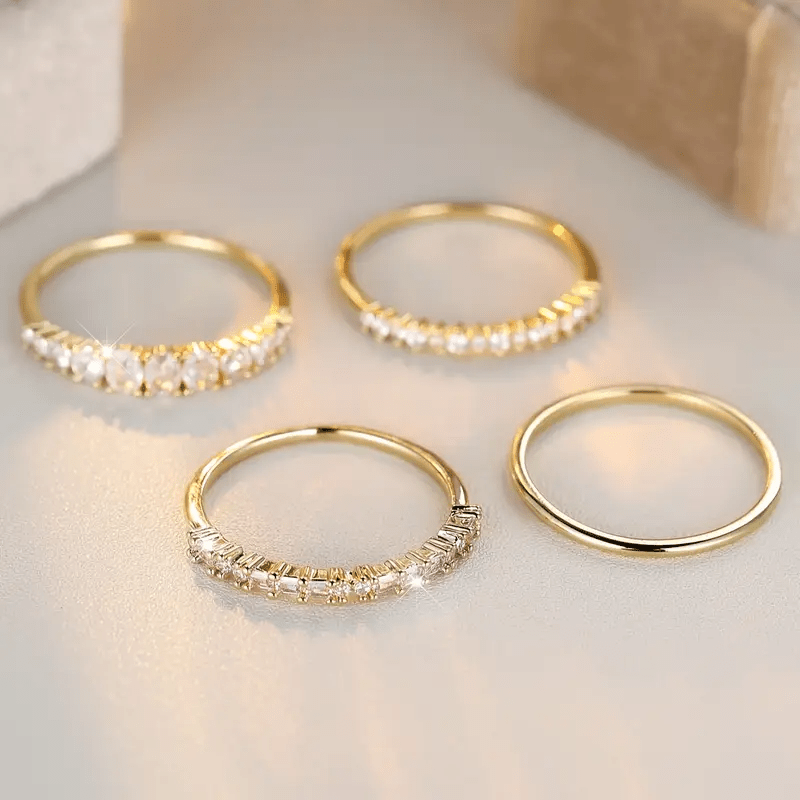 14k Stackable Gold Zirconia Rings