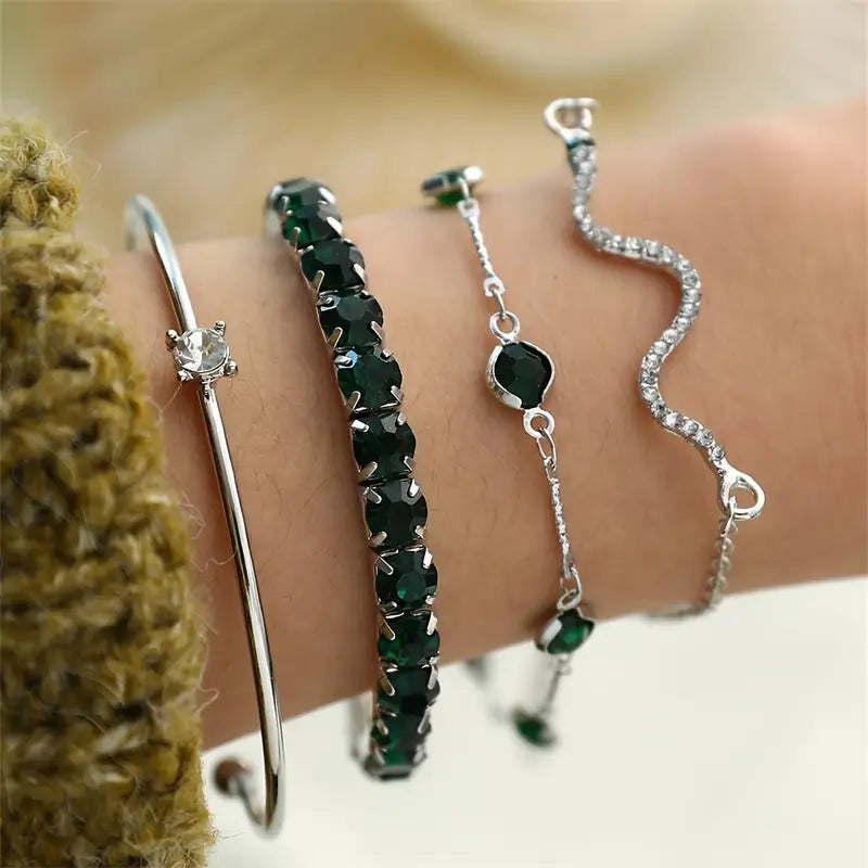 Elegant Emerald Bracelet Set