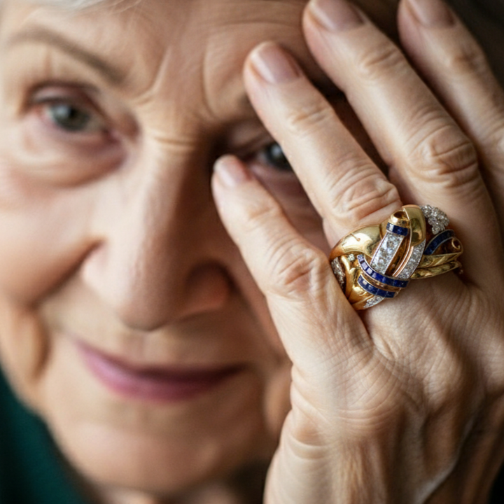 Vintage Gold Ring with Blue Zirconia Gem