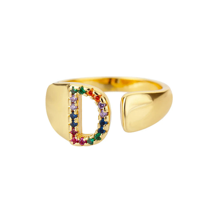 Adjustable Personalized Gold Letter Ring