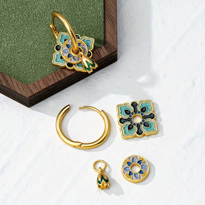 Chic Vintage-Inspired Lacquered Earrings