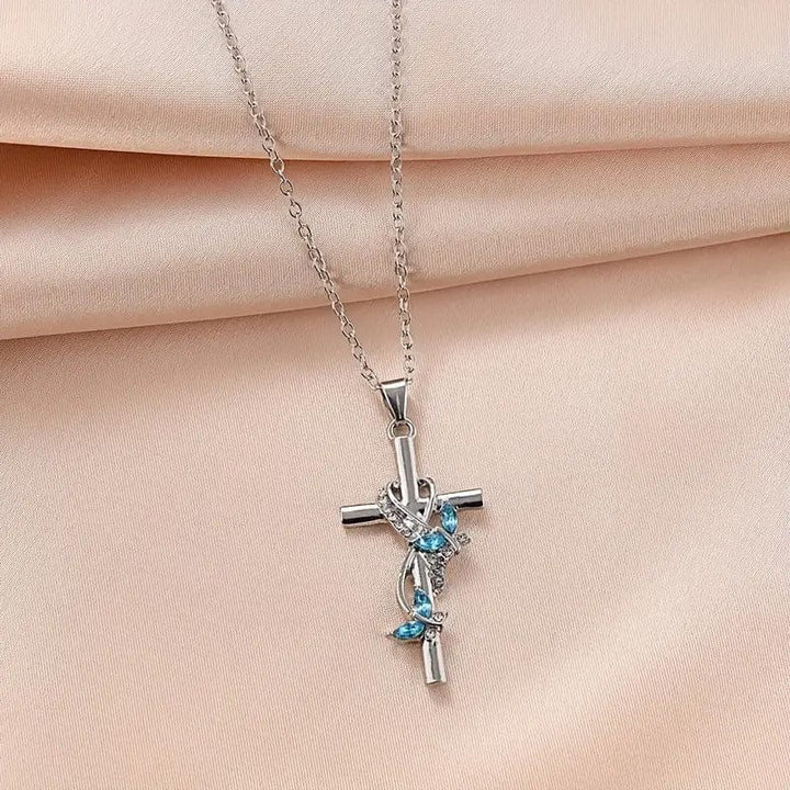Elegant Butterfly Cross Necklace