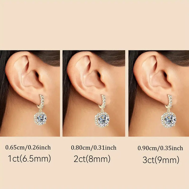 Moissanite Round Drop Earrings
