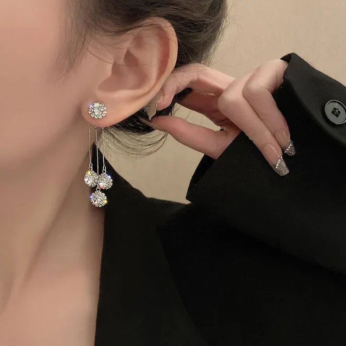 Gold-Plated Triade Earrings with Cubic Zirconia