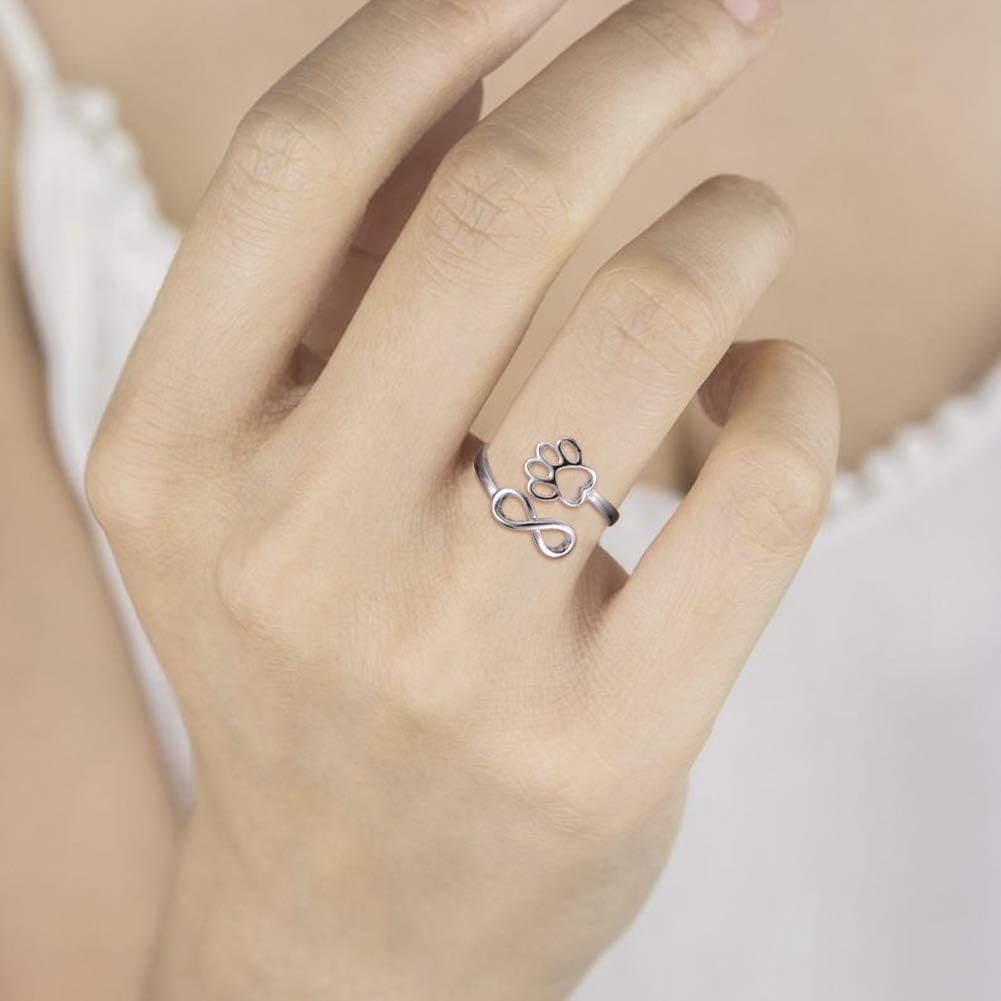 Adjustable Sterling Silver 925 Ring with Footprint and Heart Design