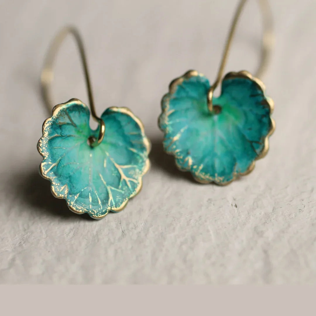 Retro Blue Leaf Earrings