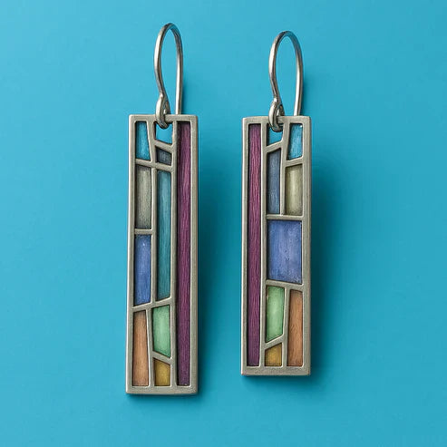 Vintage Mosaic Silver Earrings