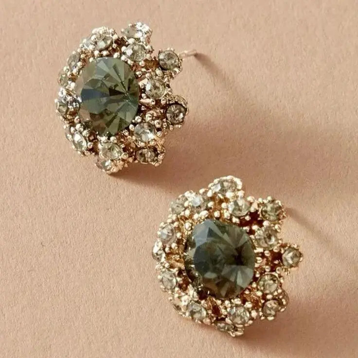 Vibrant Green Round Earrings