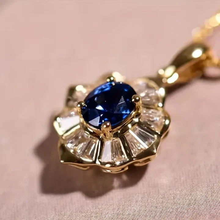 Blue Gold Pendant Necklace