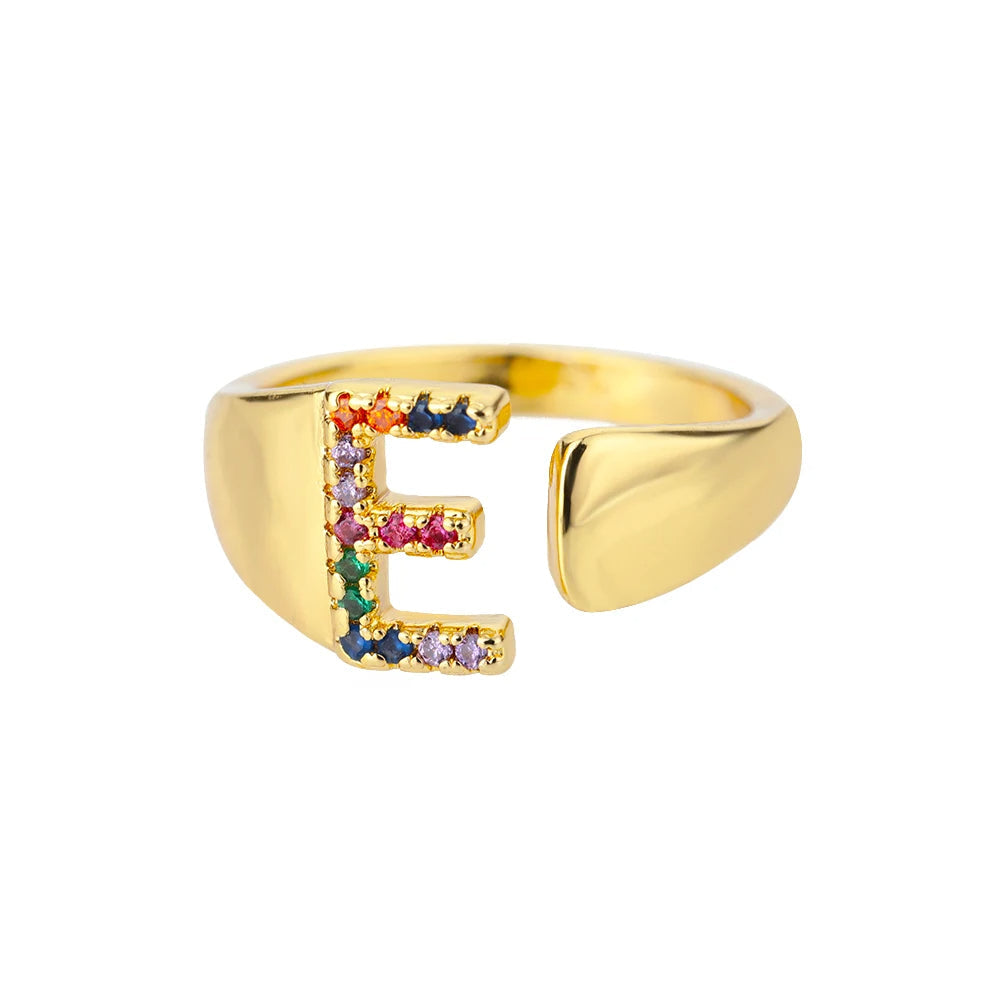 Adjustable Personalized Gold Letter Ring