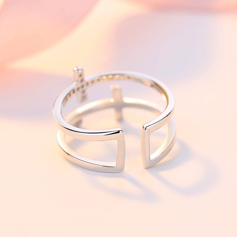 Adjustable Glory Double Cross Ring