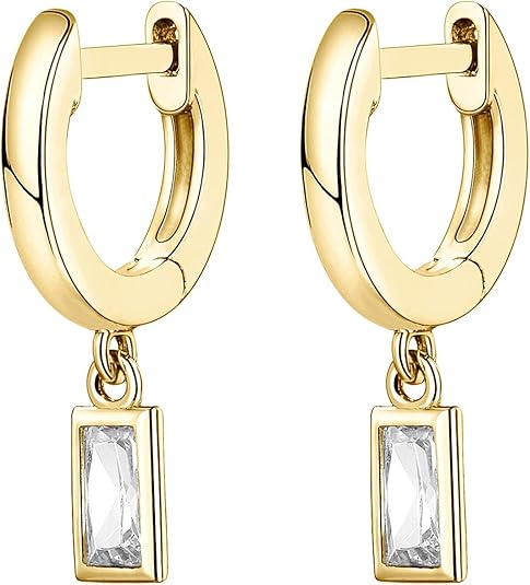 Gold Rectangular Crystal Earrings