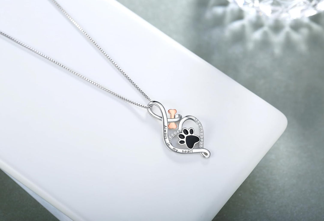 Lucky Paw Collar with Heart, Bone, and Infinity Pendant – 'Always in My Heart'
