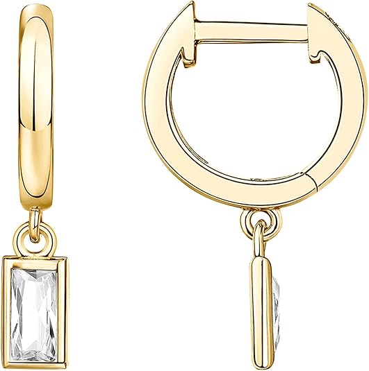 Gold Rectangular Crystal Earrings
