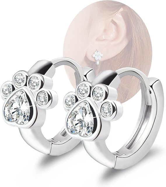 Paw Print Small Hoop Earrings