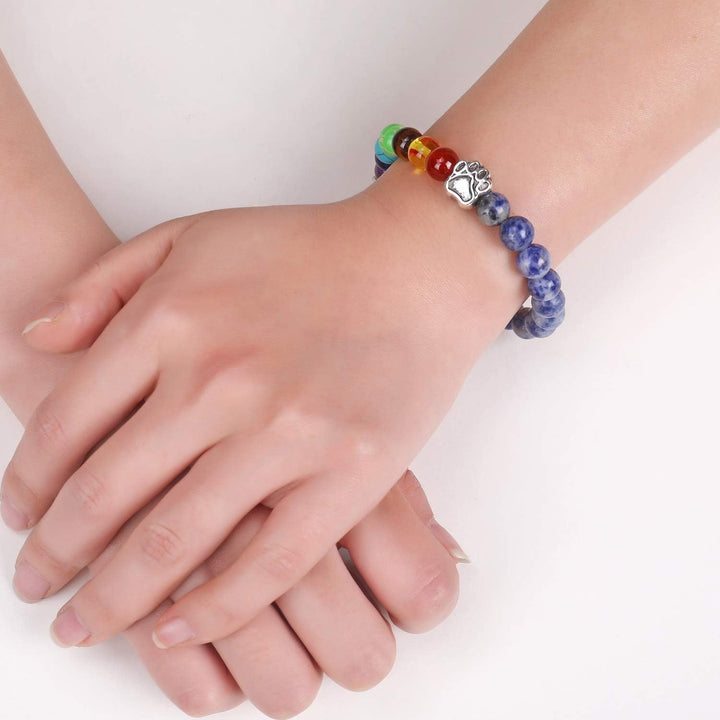 Rainbow Bridge Memorial Bracelet – Gift with 7 Chakra Beads for Pet Loss