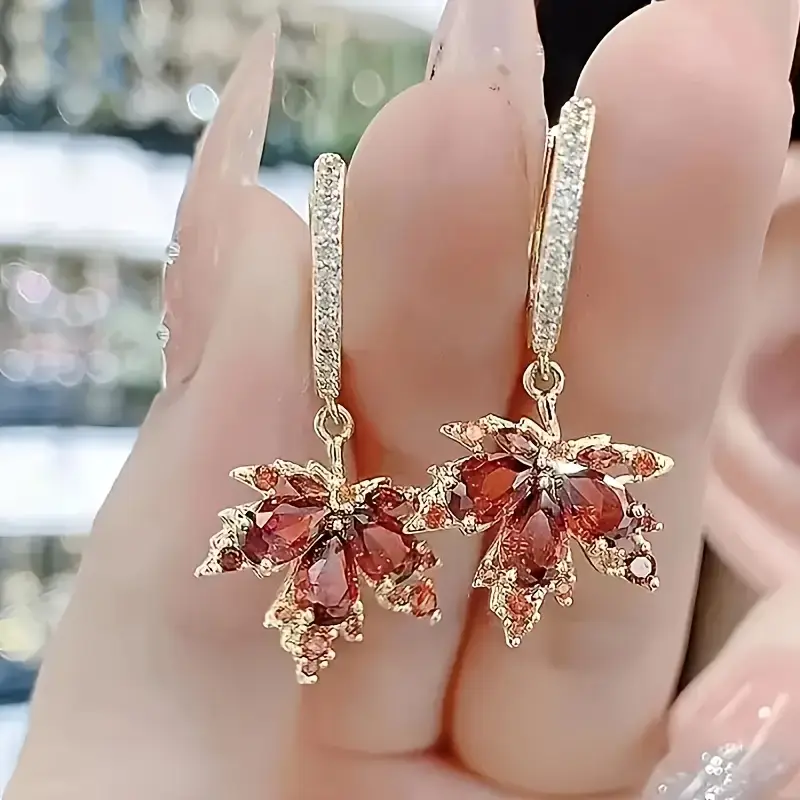 Zirconia Gold Leaf Earrings