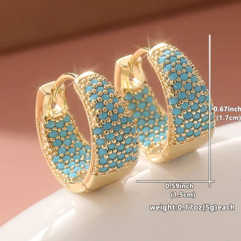 Turquoise Gold Hoop Earrings