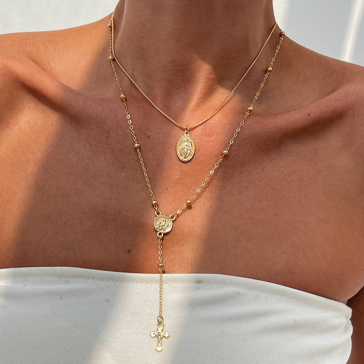 Diamond Cross Pendant with Color Accents