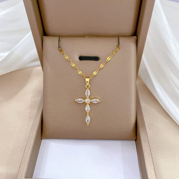 Vibrant Zircon Cross Necklaces