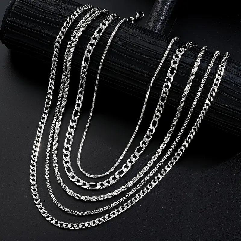 Braided Stainless Steel Luxury Stackable Necklace Set