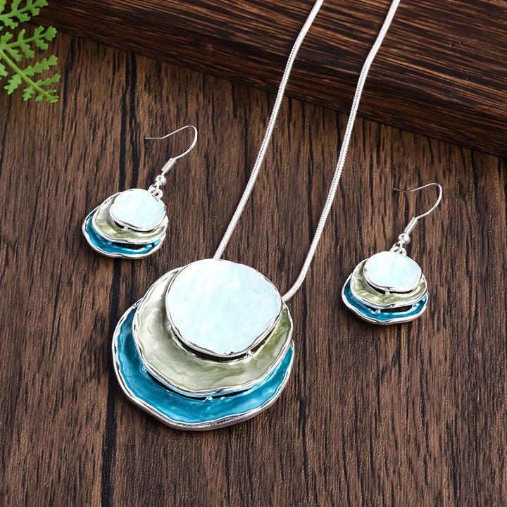Handmade Boho Enamel Necklace & Earring Set