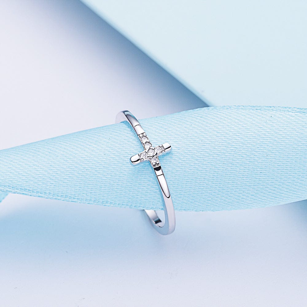 Adjustable Mini Diamond Cross Ring
