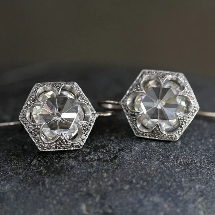 Classic Round White Crystal Earrings