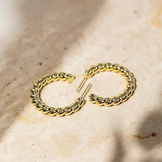 Gold Braided Hoop Earrings