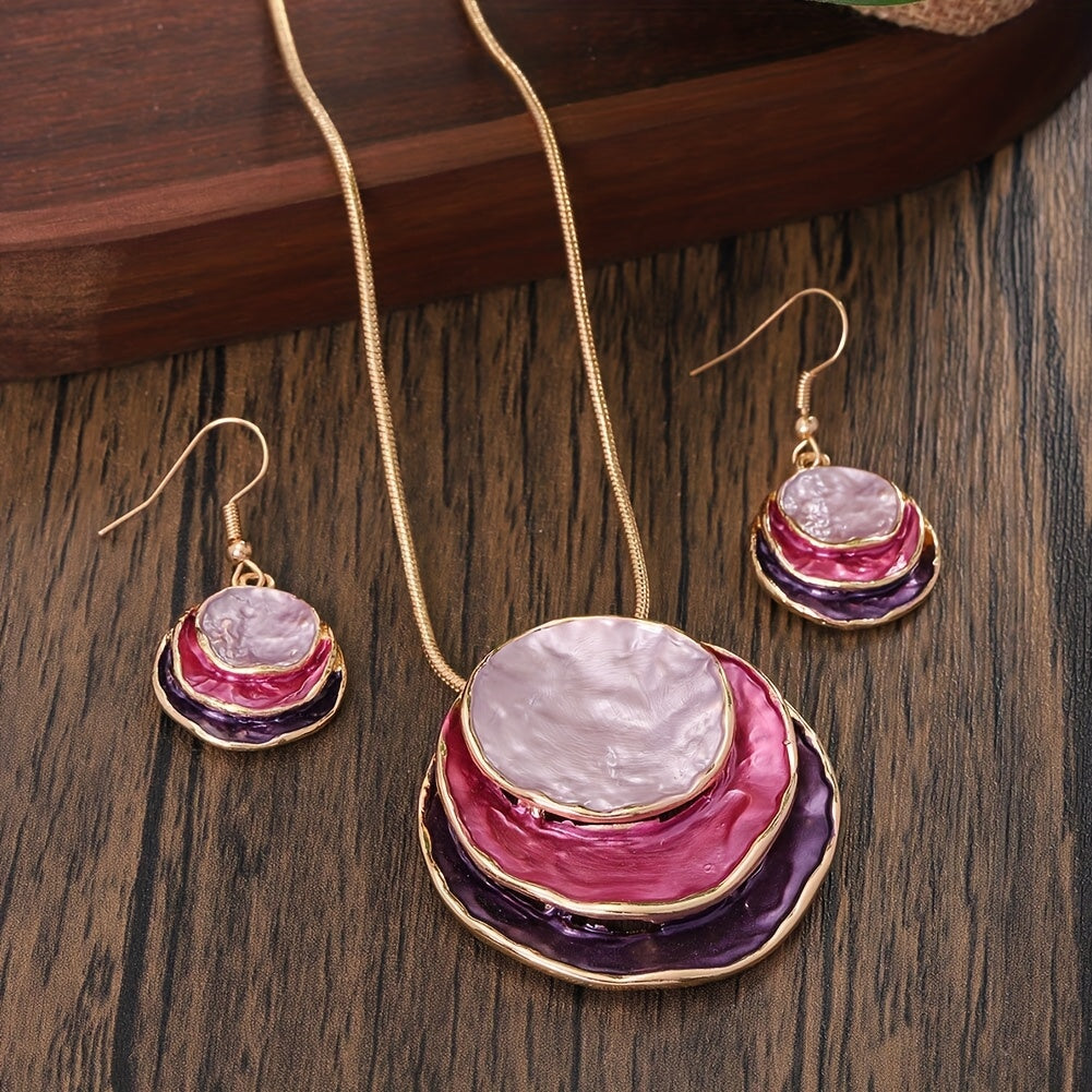 Handmade Boho Enamel Necklace & Earring Set
